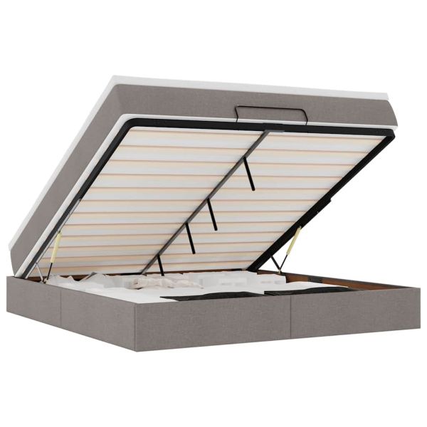 Османска легло с матрак, таупе, 180x200 см, плат