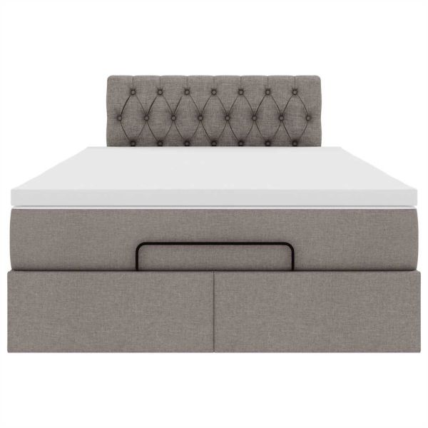 Османска легло с матрак, таупе, 120x190 см, плат