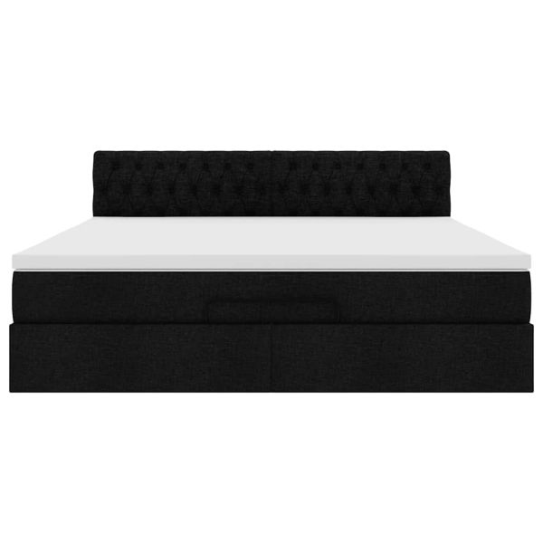 Османска легло с матрак, черно, 180x200 см, плат