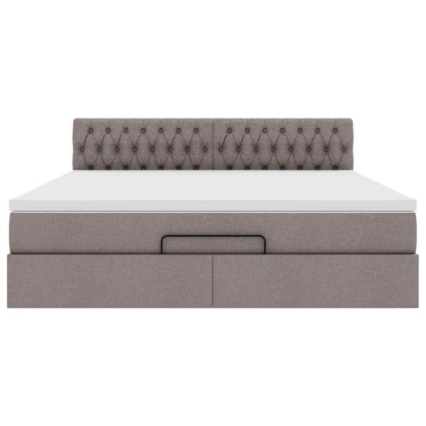 Османска легло с матрак, таупе, 180x200 см, плат