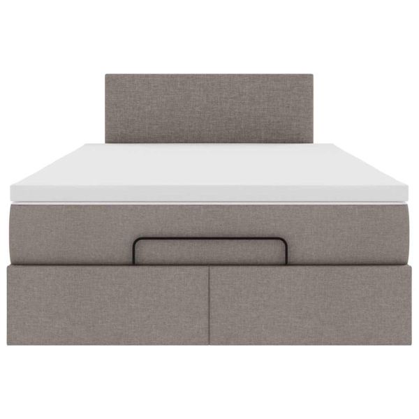 Османска легло с матрак и LED, таупе, 120x190 см, плат
