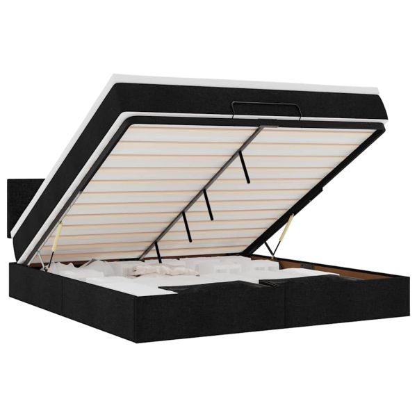 Османска легло с матрак и LED, черно, 180x200 см, плат