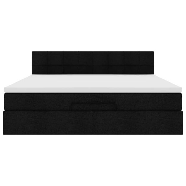 Османска легло с матрак и LED, черно, 180x200 см, плат