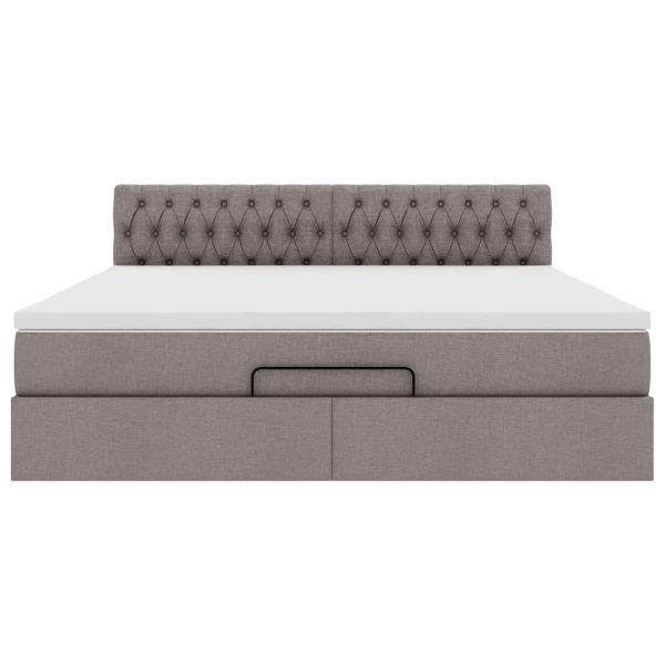 Османска легло с матрак и LED, таупе, 160x200 см, плат