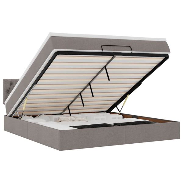 Османска легло с матрак и LED, таупе, 180x200 см, плат