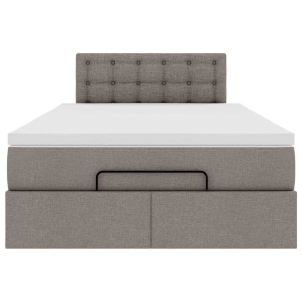 Османска легло с матрак и LED, таупе, 120x190 см, плат