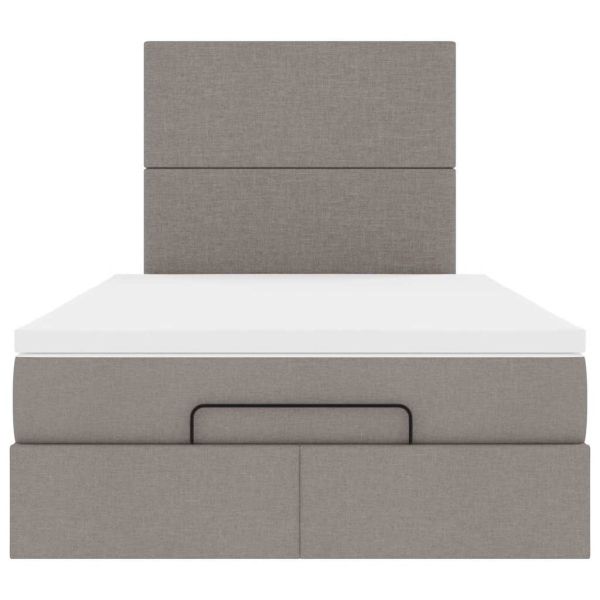 Османска легло с матрак, таупе, 120x190 см, плат