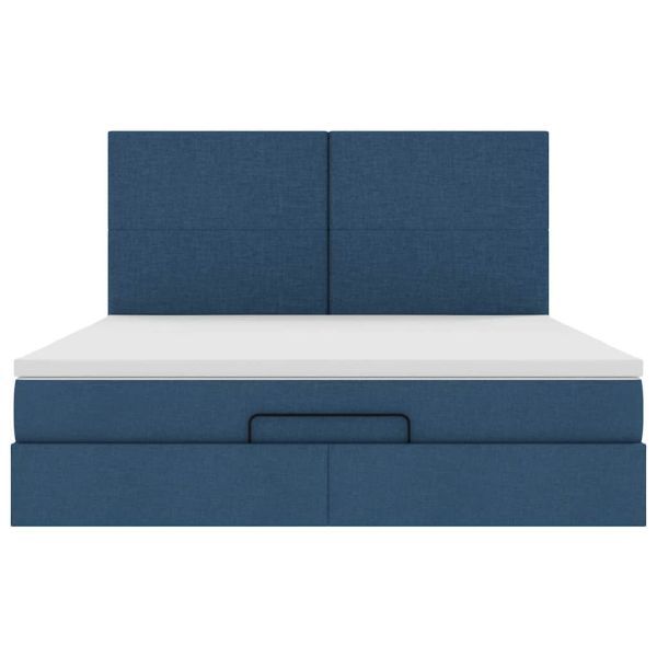 Османска легло с матрак, синьо, 180x200 см, плат