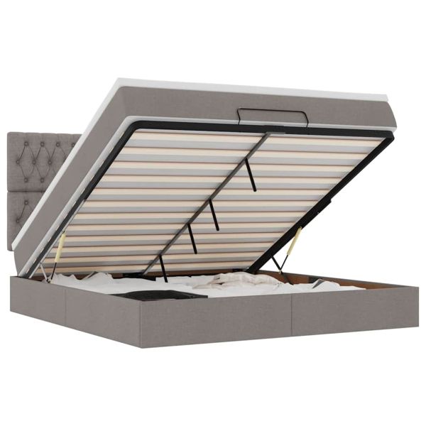 Османска легло с матрак, таупе, 160x200 см, плат