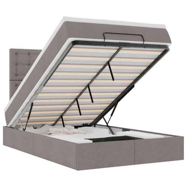 Османска легло с матрак, таупе, 120x190 см, плат