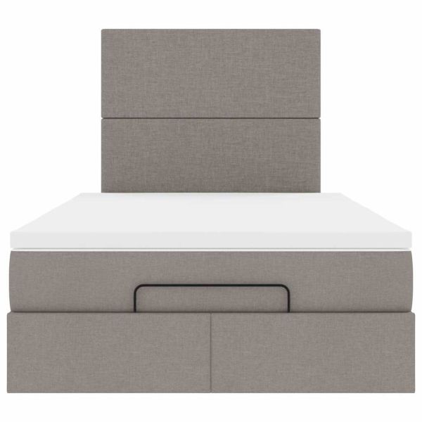 Османска легло с матрак и LED, таупе, 120x190 см, плат