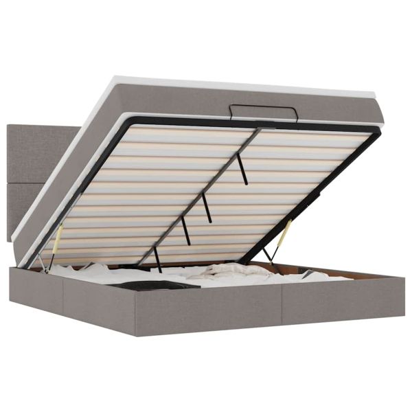 Османска легло с матрак и LED, таупе, 160x200 см, плат