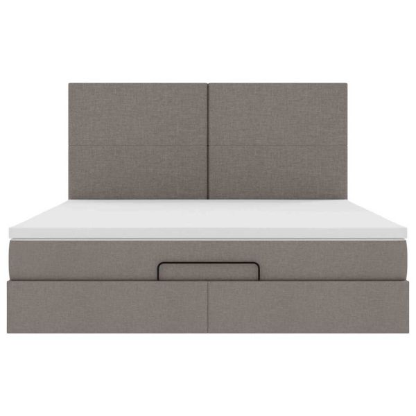 Османска легло с матрак и LED, таупе, 160x200 см, плат