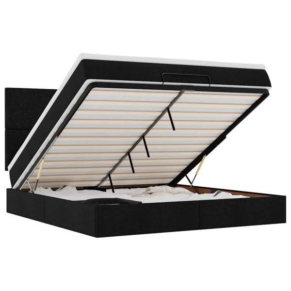 Османска легло с матрак и LED, черно, 180x200 см, плат