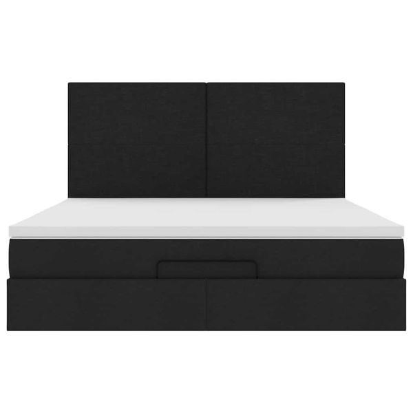 Османска легло с матрак и LED, черно, 180x200 см, плат