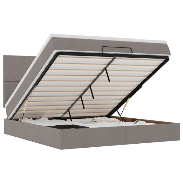 Османска легло с матрак и LED, таупе, 180x200 см, плат