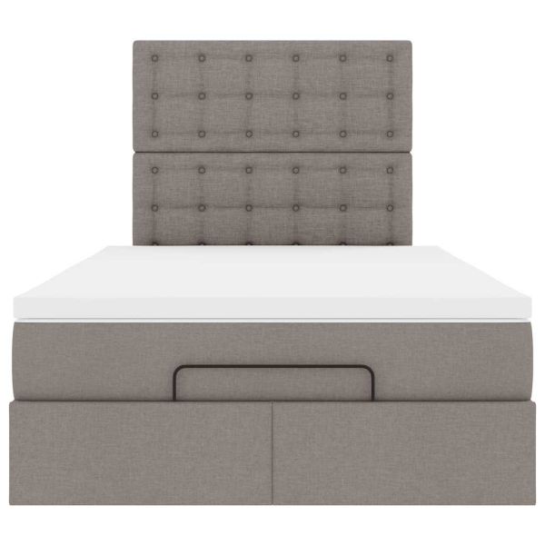Османска легло с матрак и LED, таупе, 120x190 см, плат
