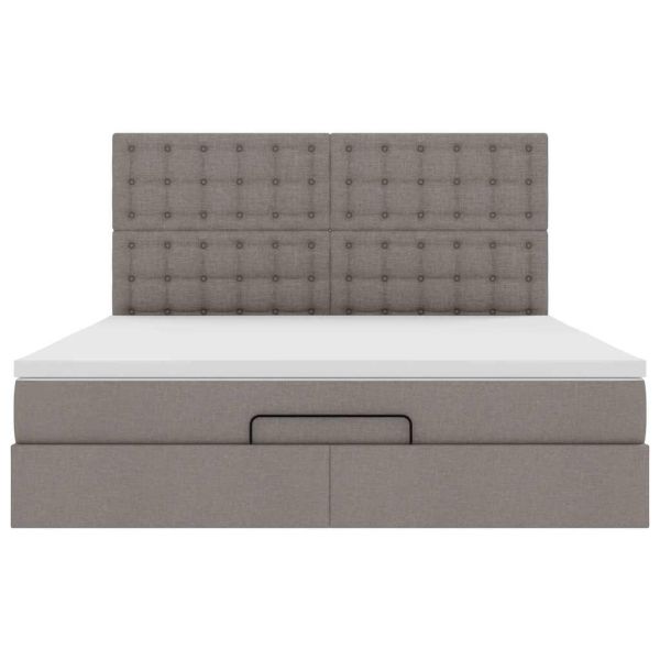 Османска легло с матрак и LED, таупе, 180x200 см, плат