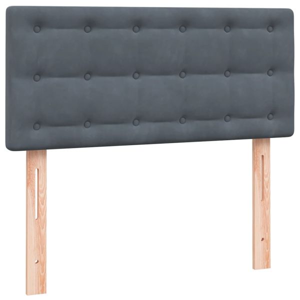 Боксспринг легло с матрак и LED, тъмносиво, 90x220 см, кадифе