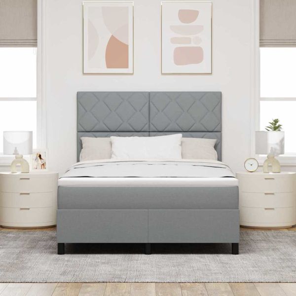 Легло с пружинирана основа Светлосиво 160 x 200 cm текстил