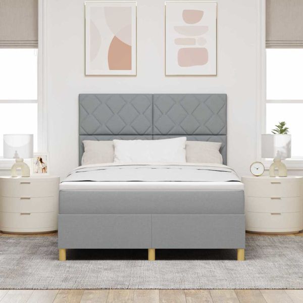 Легло с пружинирана основа Светлосиво 160 x 200 cm текстил