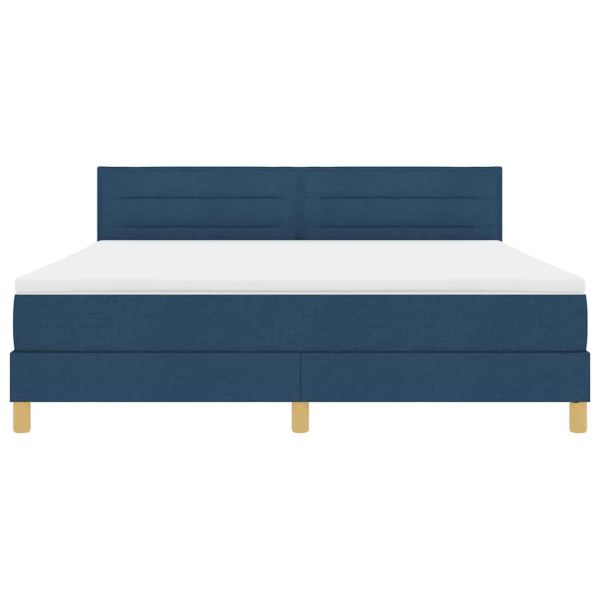 LED кутия за пружини с легло с LED Синьо 180 x 200 cm текстил