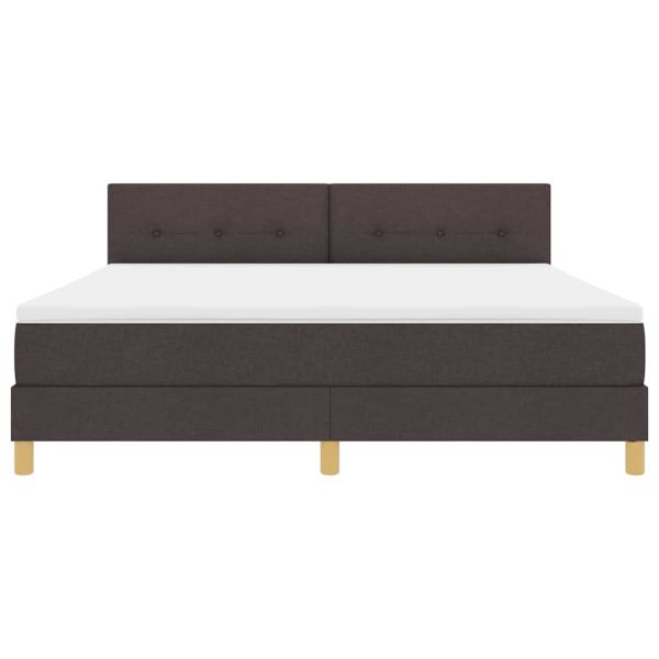 LED кутия за пружини с легло Тъмен кафяв 180 x 200 cm текстил