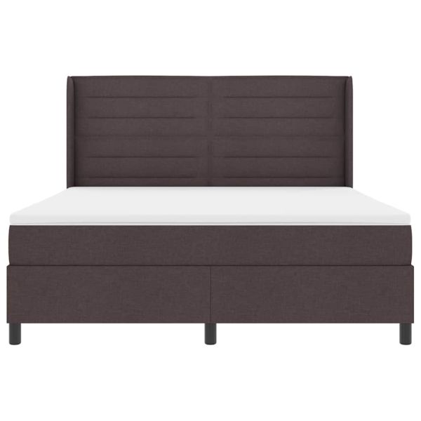 LED кутия за пружини с легло Тъмен кафяв 180 x 200 cm текстил