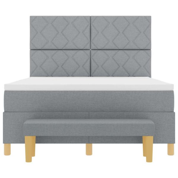 Легло с пружинирана основа Светлосиво 160 x 200 cm текстил