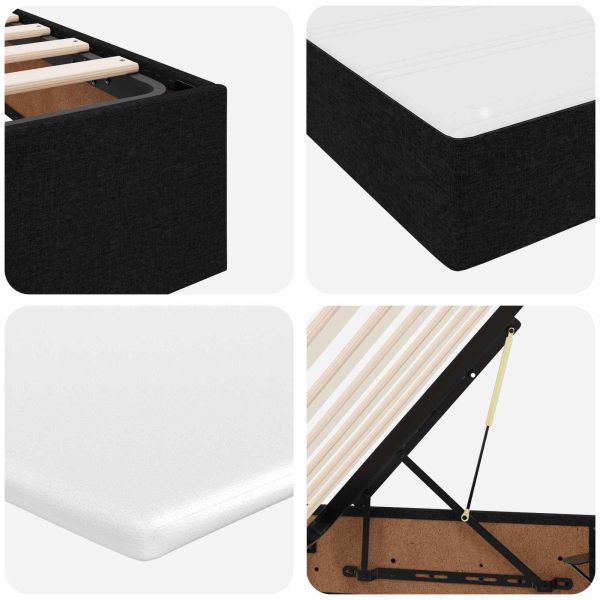 Легло с място за съхранение и матрак Черно 160 x 200 cm