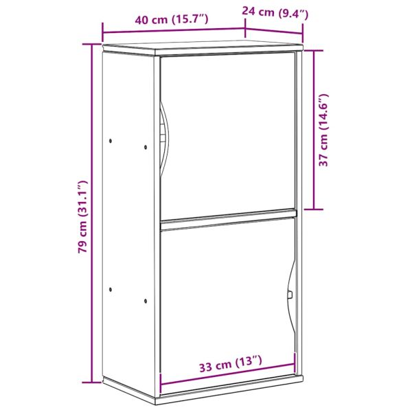 Страничен шкаф ODDA White 40x24x79 cm Масивна дървесина Бор