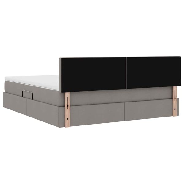 Легло с място за съхранение и LED Таупе 180 x 200 cm текстил