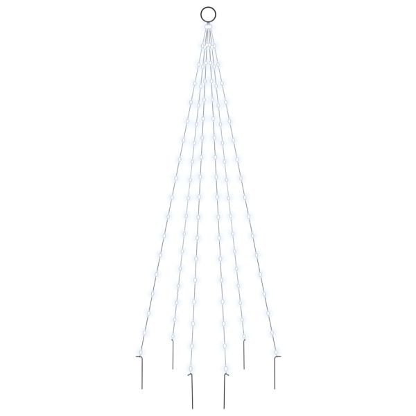 Коледна елха на флагщок, студено бяло, 108 LED, 180 см