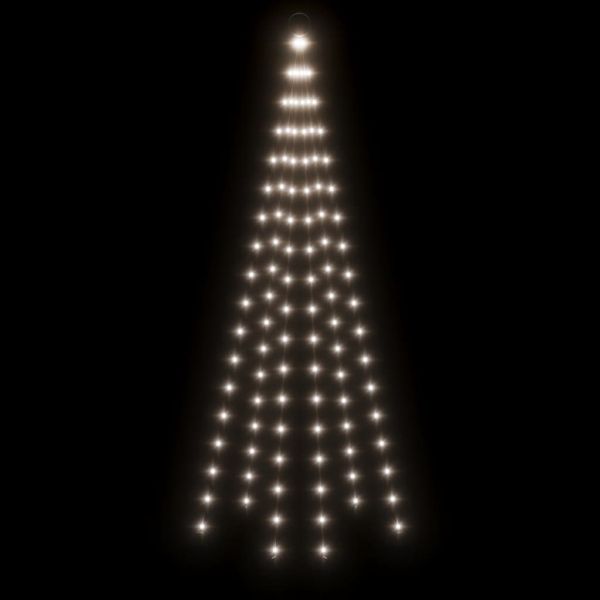 Коледна елха на флагщок, студено бяло, 108 LED, 180 см