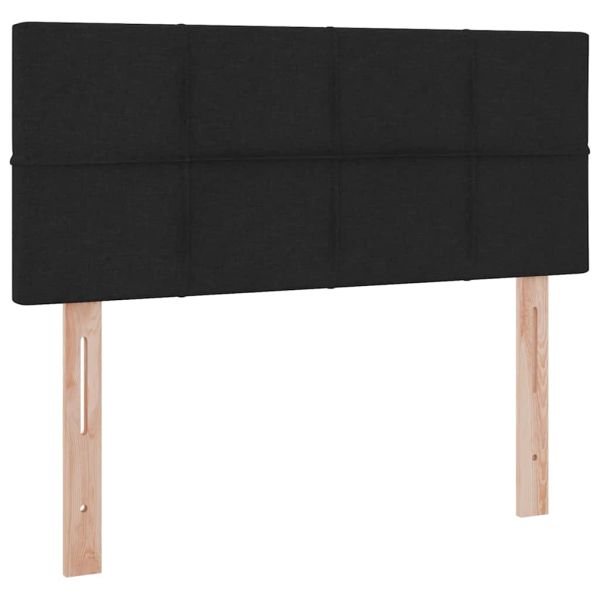 Легло с място за съхранение и LED Черно 120 x 190 cm текстил