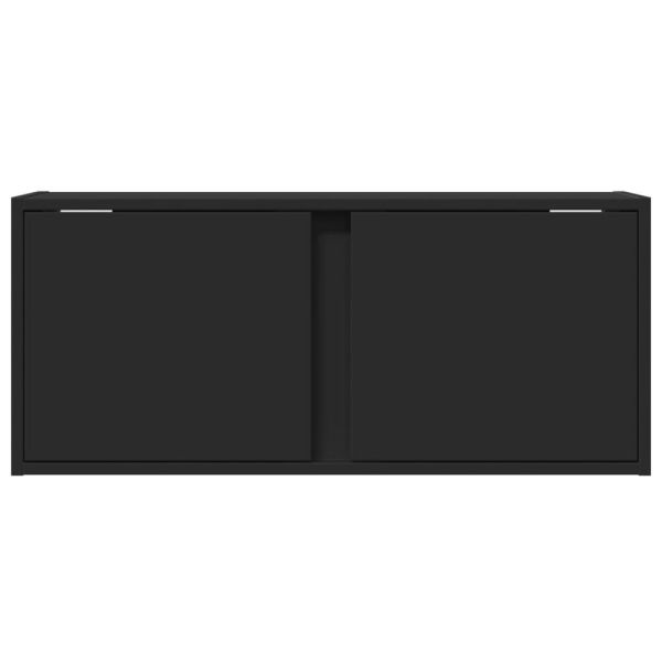 Стенен ТВ шкаф с LED осветление, черен, 80x31x35 см