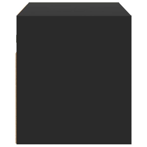 Стенен ТВ шкаф с LED осветление, черен, 80x31x35 см