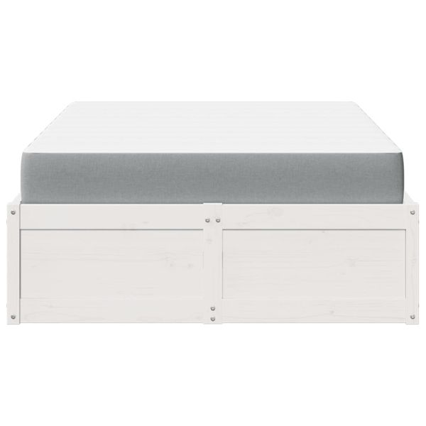 Легло с матрак, бял, 120x190 см, борово дърво масив