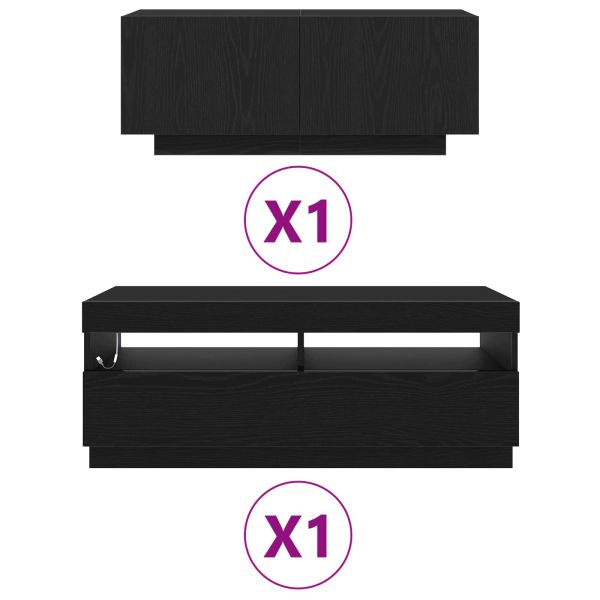 Комплект ТВ шкаф 2 pcs Черно 200 x 35 x 40 см Инженерно дърво