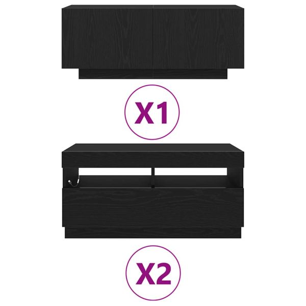 Комплект ТВ шкаф 3 pcs Черно 260 x 35 x 40 см Инженерно дърво