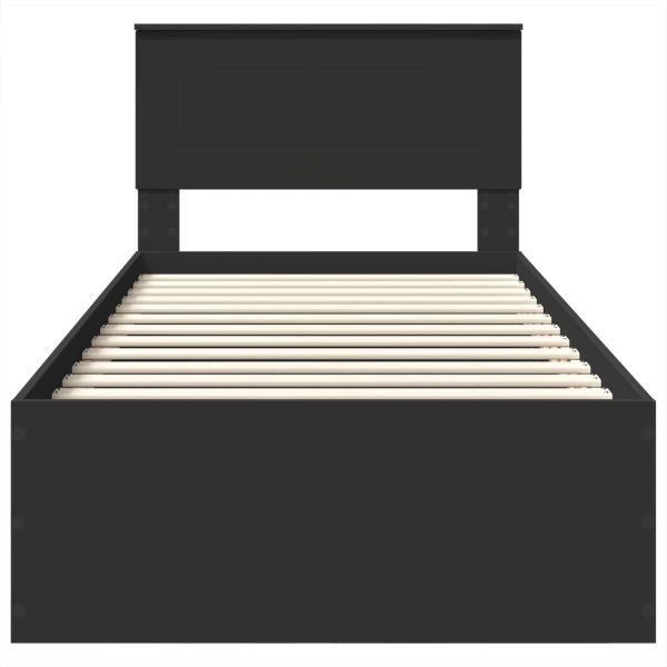 Рамка за легло с таблото Черно 90 x 200 cm Инженерно дърво