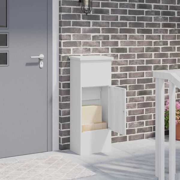 Пощенска кутия за пратки Бяло 44,5 x 29 x 110,5 см Стомана