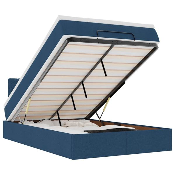 Османска легло с матрак, синьо, 120x190 см, плат