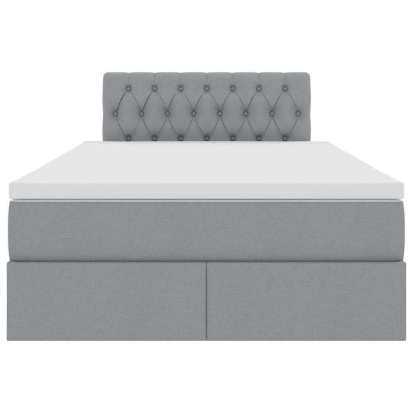 Легло с място за съхранение и LED с LED Светлосиво 120 x 190 cm