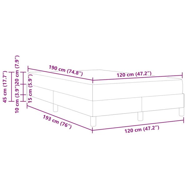 Легло с пружинирана основа Светлосиво 120 x 190 cm текстил