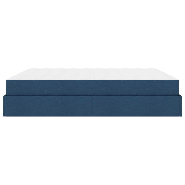 Рамка за легло с матрак с матрак 2 pcs Синьо текстил
