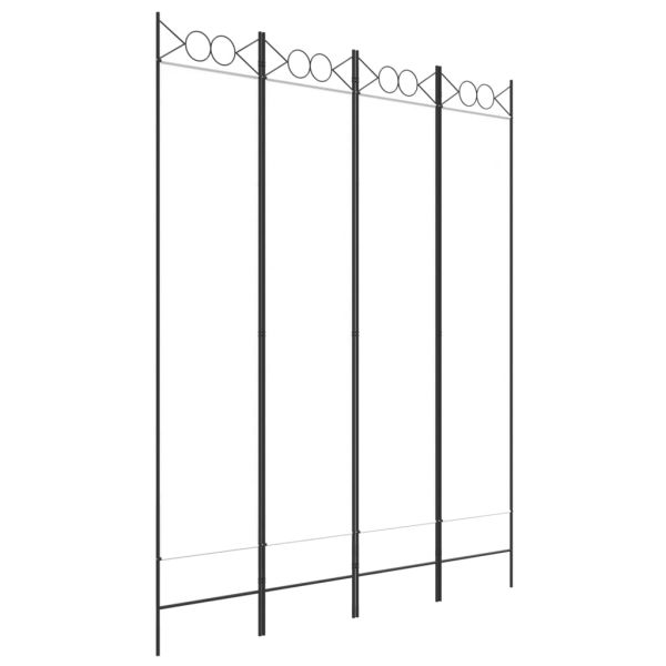 Параван за стая, 4 панела, бял, 160x200 см, текстил