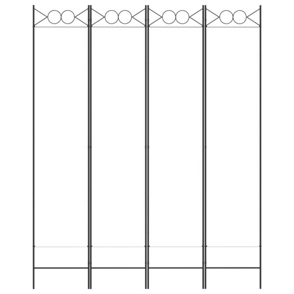 Параван за стая, 4 панела, бял, 160x200 см, текстил