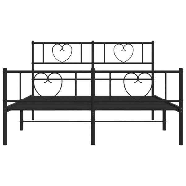 Метална рамка за легло с горна и долна табла, черна, 120x200 см