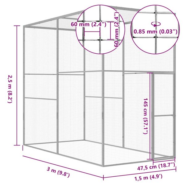 Клетка за котки 3x1,5x2,5 м поцинкована стомана
